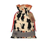 Bolsas reutilizables de lona con estampado de gatito feliz caminando, varios tamaños para todas las ocasiones
