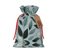 Bolsas reutilizables de lona con estampado de hojas de color gris menta para artículos a granel, varios tamaños para todas las ocasiones