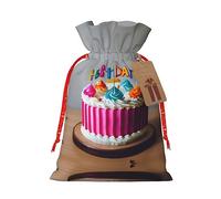 Bolsas reutilizables de lona con estampado de pastel de feliz cumpleaños, varios tamaños para todas las ocasiones