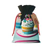 Bolsas reutilizables de lona con estampado de pasteles de feliz cumpleaños, varios tamaños para todas las ocasiones