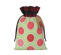 Bolsas reutilizables de regalo con estampado verde sandía, bolsas festivas con cordón, versátiles regalos de cumpleaños y bodas