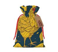 Bolsas reutilizables de regalo de Navidad y festival de pollo de hojas amarillas, bolsas de embalaje de regalo, bolsas de tela elegantes hechas a mano