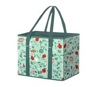 Bolsas Reutilizables Para Compras, Bolsa Plegable De Almacenamiento Para Picnic Con Asa De Tela No Tejida, Bolsa de Transporte de Gran Capacidad con Forma de Caja que Permite Permanecer de Pie para
