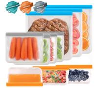 Bolsas reutilizables para congelador, paquete de 10 unidades, M, L y XL, bolsas de silicona con cierre de cremallera, reutilizables, sin BPA, lavables y a prueba de fugas, bolsas de almacenamiento de