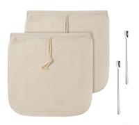 Bolsas reutilizables para infusión fría, 2 juegos con cierre de cordón resistente a fugas, hechas de algodón orgánico para preparar café suave en cafeteras y jarras Toddy