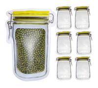 Bolsas reutilizables para tarros de mason, 30 bolsas con cremallera para tarros de mason, bolsas de almacenamiento de alimentos, sellado hermético, picnic, color amarillo