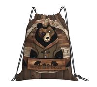 Bolsas rústicas con cordón con estampado de oso de cabaña, mochilas deportivas y de gimnasio, perfectas para baloncesto, yoga, viajes y mucho más