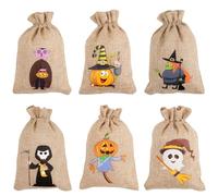 Bolsas rústicas de arpillera y lino con cordón - Sacos de caramelos para festival de fantasmas de Halloween, almacenamiento de joyas y hierbas (personalizables) (6)