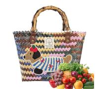 Bolsas tejidas para mujer - Bolsa de paja vintage de perro , cesta de la compra para uso diario al aire libre, trabajo, viajes, boda, viajes, vacaciones, centro turístico, fechas de