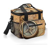 Bolsas térmicas aisladas, viejas brújula impresa, plegables, grandes, portátiles, a prueba de fugas, para camping, picnic al aire libre, playa, viajes
