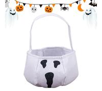 Bolsas Tote Halloween - Prácticas bolsas de aperitivos sin asa | Cesta aterradora para dulces de Halloween de gran capacidad para la familia y los amigos, Fantasma Blanco, Fare riferimento alla