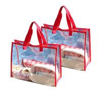Bolsas transparentes aprobadas por el estadio de 20 x 14 x 7 pulgadas, paquete de 2 con asas para conciertos, playa, deportes, eventos, almacenamiento compatible con políticas de seguridad, negro