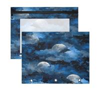 Bolsas transparentes de 3 agujeros para cartas, papel A4, paquete de 2 suministros de arte para profesores, cuervo, cielo, nube, luna