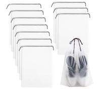 Bolsas transparentes para zapatos de viaje, paquete de 5 bolsas de viaje con cordón de 15.7 x 11.8 pulgadas, bolsas de viaje para zapatos, impermeables, a prueba de polvo, bolsa de almacenamiento