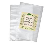 Bolsas Vacio Alimentos 20x30 Cm 100 Uds Compatible con Envasadora Comida Doméstica y Resistentes Reutilizables apta para Sous Vide Baja Temperatura Congelador Envase Transparente Cerrado Saco Gofrada