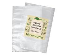 Bolsas Vacio Alimentos 25x35 Cm 100 Uds Compatible con Envasadora Comida Doméstica y Resistentes Reutilizables apta para Sous Vide Baja Temperatura Congelador Envase Transparente Cerrado Saco Gofrada