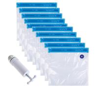 Bolsas Vacio Alimentos 26×28 cm 10 Piezas con Bomba Manual Bolsas Reutilizables para Envasar al Vacío Congelar y Marinar