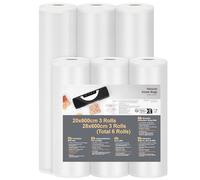 Bolsas Vacio Alimentos: 3 Rollos 28 x 600cm + 3 Rollos 20 x 600cm, Rollos para Envasadora al Vacío sin BPA, Rollos de Vacío Alimentarios para Conservación de Alimentos y Cocina Sous Vide