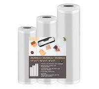 Bolsas Vacio Alimentos 3 Rolls, Rollos al Vacio 20/25/28x500cm para Envasadora al Vacío, Rollos Bolsas para Conservación de Alimentos y Sous Vide Cocina, BPA Free