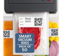 Bolsas Vacio Alimentos- Paquete de 50 Inteligentes-Bolsas Envasar Al Vacio Alimentos Con Código QR - 8" x 12", Sin BPA, Bolsas-de-Vacío de 3,5 Mil Grosor Para Preparación-de-Alimentos