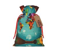 Bolsas versátiles con estampado de mapa del mundo, bolsas de regalo reutilizables para cualquier ocasión