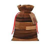 Bolsas versátiles de regalo con estampado de grano de madera, reutilizables, con cordón, bolsas festivas para fiestas