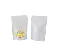 Bolsas ziploc, El papel de aluminio que se puede volver a sellar levanta los bolsos Mylar la cerradura cremallera con ventana clara redonda for el caramelo del café bocado(White,6.3x9.4+1.6 Inch)