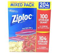 Bolsas Ziploc Gallon & Quart Doble Cremallera Variety Pack (total de 204 multiusos bolsa de almacenamiento)