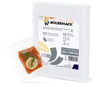 Bolsemack Bolsa para Envasado Al Vacío Alimentaria 200x300 Mm Gofrada (100 Unidades) Compatible con Todas las Envasadoras Domésticas Libre de Bisphenol y Ftalatos