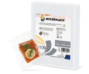 Bolsemack Bolsa para Envasado Al Vacio Gofrada 150x250 mm (15x25 Cm) . Compatible con Todas las Envasadoras Domésticas Libre de Bisphenol y Ftalatos