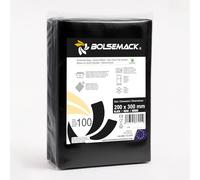 Bolsemack Bolsas de Vacío Gofradas 20x30 cm, 100 Uds., Negro Opaco/Transparente, Sin BPA, Reutilizables, para todo tipo de Envasadoras al vacío Domésticas, CE, especial growshop y carnicería.