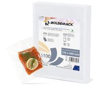 Bolsemack Bolsas de Vacio Gofradas 90 Micras Sin BPA 12x40 cm 100 Uds - PA/PE Apto Congelador y Coccion Compatible con Todas las Envasadoras