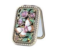 Bolsillo de metal compacto plegable de doble cara compacto con funda vintage para controles de aseo de viaje y transporte diario, 3, As the pic show