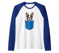 Bolsillo para Mirar al Boston Terrier Camiseta Manga Raglan