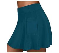 Bolsillos Deportes Pantalones interiores Run Mujeres Yoga Elástico Faldas Tenis Hakama Mini Faldas Tallas Grandes, azul, M