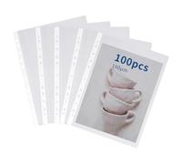 Bolsillos perforados A4 de polietileno resistente, carteras de plástico transparente A4, protectores de hojas con 11 agujeros para carpetas de 2/3/4 anillas para archivar, fundas y documentos (100