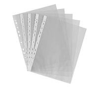 Bolsillos perforados transparentes A4, archivos de plástico transparente, carpetas de anillas, protector de hojas de cartera, 100 unidades, bolsillos perforados de plástico