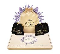Bolsitas de Lavanda Perfumada en Satén Negro (8 Saquitos) para Armario | Antipolilla Natural | Flores Secas de Lavanda Francesa de Provenza | Ultima Cosecha | Caja de Regalo | Bolsa Reutilizable |120g