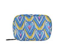 Bolsitas de pastillero vintage vintage con diseño floral en V azul para viajes con compartimentos desmontables, bolsa de viaje portátil para medicina para bolso