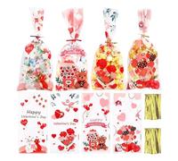 Bolsitas De San Valentín 100 Unidades Transparentes Con Diseños Románticos