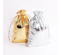 Bolsitas De Tela 10x14/13x18cm Christmas Printing Cotton Linen Bags Drawstrings Jewelry Gift Display DIY Packing Halloween Party Favor Candy Bags(Mix Gold silver,13X18CM_BAGS)