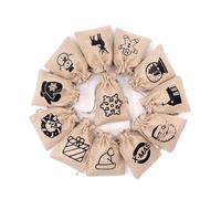 Bolsitas De Tela 10x14/13x18cm Christmas Printing Cotton Linen Bags Drawstrings Jewelry Gift Display DIY Packing Halloween Party Favor Candy Bags(Mix Xmas Black Print,10X14CM_BAGS)