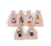 Bolsitas De Tela 10x14/13x18cm Christmas Printing Cotton Linen Bags Drawstrings Jewelry Gift Display DIY Packing Halloween Party Favor Candy Bags(Mix Halloween 2,10X14CM_BAGS)