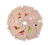 Bolsitas De Tela 10x14/13x18cm Christmas Printing Cotton Linen Bags Drawstrings Jewelry Gift Display DIY Packing Halloween Party Favor Candy Bags(Mix Xmas linen,10X14CM_BAGS)