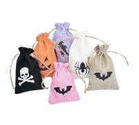 Bolsitas De Tela 10x14/13x18cm Christmas Printing Cotton Linen Bags Drawstrings Jewelry Gift Display DIY Packing Halloween Party Favor Candy Bags(Mix Halloween1,13X18CM_BAGS)