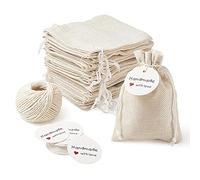 Bolsitas de Tela Pequeñas 30 unids Bolsas de arpillera con cordón Bolsas de regalo Políces de embalaje Kraft Papel Precio Etiquetas Cuerda de cáñamo Cadena para la exhibición de joyería Boda Favores B