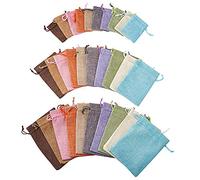 Bolsitas de Tela Pequeñas 30 unids Bolsas de arpillera con cordón Bolsas de regalo Políces de embalaje Kraft Papel Precio Etiquetas Cuerda de cáñamo Cadena para la exhibición de joyería Boda Favores B