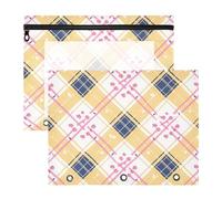 Bolsitas para lápices adorables perforadoras de 3 agujeros para papel A4, cartas, paquete de 2 unidades para profesores, vuelta a clases, amarillo, azul, lindo búfalo de dibujos animados