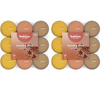 Bolsius - 18 Velas de té Aromáticas - Azúcar y Especias - Duración de quema de 3,5 horas - Diámetro 38 mm - Extractos Naturales - Contiene Cera Vegana - Sin Aceite de Palma (Paquete de 2)