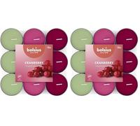 Bolsius - 18 Velas de té Aromáticas - granada - Duración de quema de 3,5 horas - Diámetro 38 mm - Extractos Naturales - Contiene Cera Vegana - Sin Aceite de Palma (Paquete de 2)